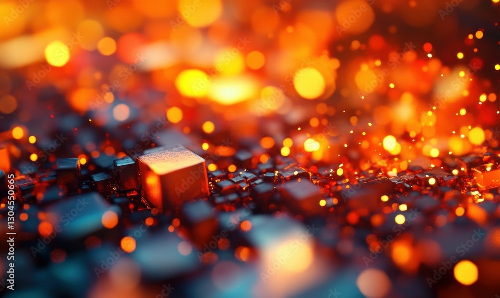 Poster bold macro shot of glowing embers in shades of orange and red, illuminated by soft light creating a 