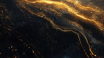 Fototapeta premium Golden Cosmic Dust: Abstract Celestial Art