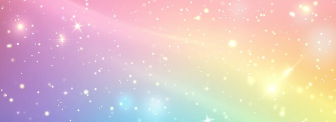 Fototapeta premium Pastel rainbow galaxy background with sparkling stars. (1)