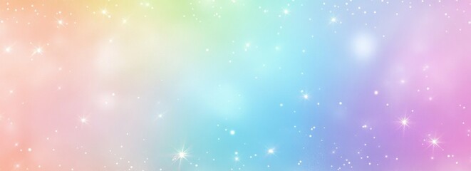 Fototapeta premium Pastel rainbow galaxy background with sparkling stars.
