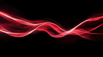 Red Wave Lines on Black Background Full of Energy