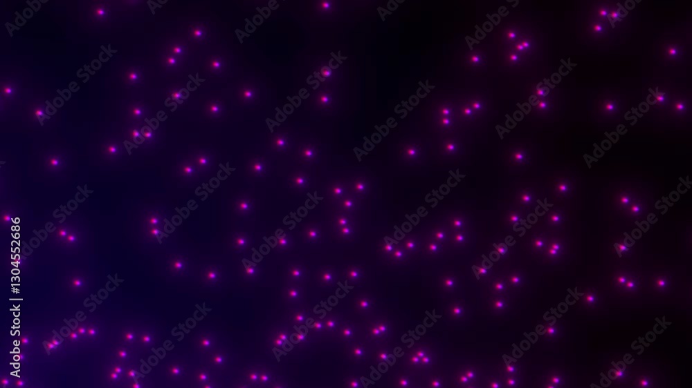 Poster a mesmerizing animation of floating neon purple particles against a dark background. great for techn