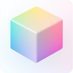 Fototapeta premium Pastel rainbow gradient cube, 3D geometric shape.