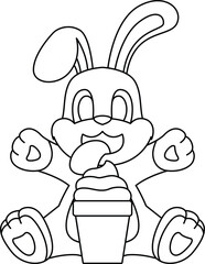 Rabbit Sundae Animal Vector Graphic Art Illustration
