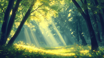 Peaceful and Mysterious Forest Scene