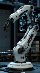 Futuristic industrial technology with digital network and machinery