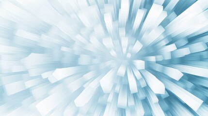 Abstract Burst: A dynamic abstract composition radiating energy and motion, with a central focal point from which sharp, geometric shapes burst outwards in shades of cool blue.