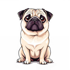 Obraz premium Adorable Cartoon Pug Illustration