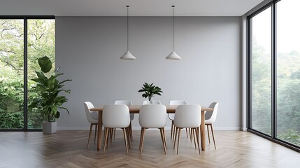 Modern dining room interior design bright home environment minimalist style serene viewpoint indoor plants for tranquility