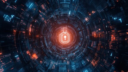 Obraz premium Cybersecurity Digital Tunnel: A Futuristic Journey into Data Protection
