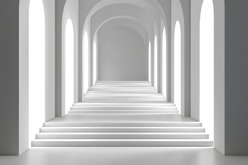 Obraz premium White Archway Staircase Hallway
