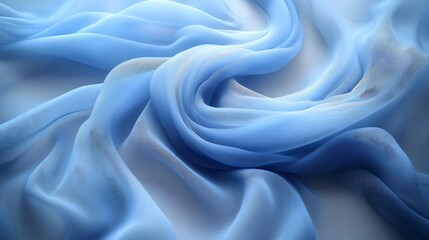 Obraz premium Soft blue silk drapes elegantly showcasing subtle light variations. AI Generated