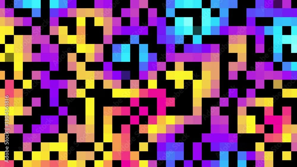 Fototapete multicolored pixel square mosaic background. acid psychedelic loop vj background