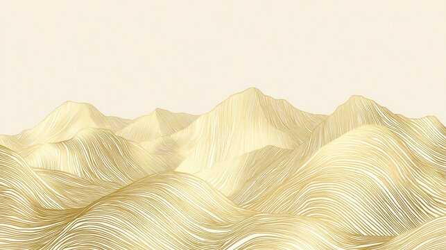 Golden Mountain Range: Abstract Landscape Illustration