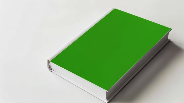 Creative blank green book placed on a white surface inviting artistic expression and writing inspiration for readers, authors, and creators