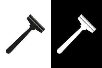 Stylized Shaving Razor Icon Elegant Black and White Silhouette Design.