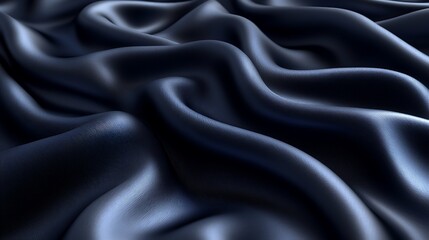 Obraz premium Closeup of dark blue satin fabric folds. Possible use textile texture