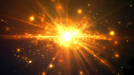Naklejka premium Explosive Bright Core with Radiating Beams and Debris