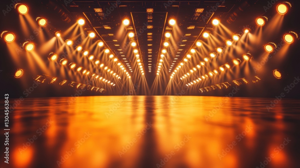Aufkleber stage illumination with vibrant orange spotlights creating a captivating atmosphere for performance
