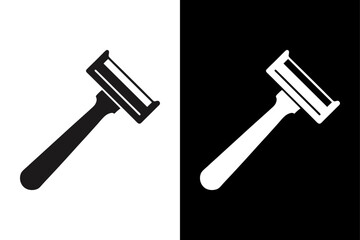 Black and White Razor Icon Minimalist Silhouette Vector for Beauty & Hygiene.