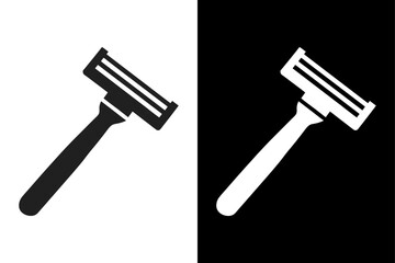 Black and White Razor Icon Minimalist Silhouette Vector for Beauty & Hygiene.