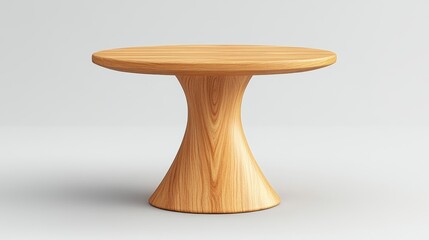Elegant wooden side table with a round top and pedestal base against a clean white background studio shot
