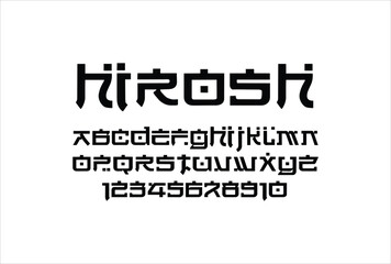 Hirosh font for logo and headline. Isolated vector typeset
