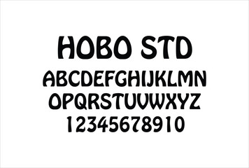 Hobo Std font for logo and headline. Isolated vector typeset
