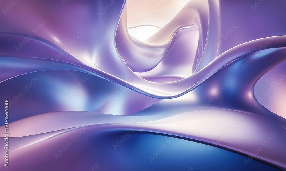 Poster elegant abstract flowing lines in shades of blue and purple, illuminated by soft glowing gradients c