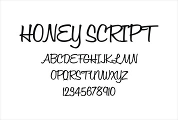 Honey Script font for logo and headline. Isolated vector typeset