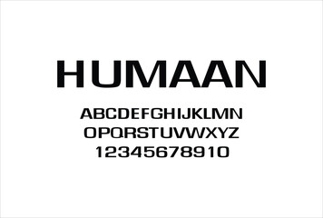 Humaan font for logo and headline. Isolated vector typeset