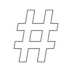Outline # number sign hash symbol, isolated vector on transparent background