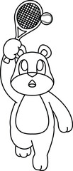 Bear Tennis Tennis ball Animal Vector Graphic Art Illustration