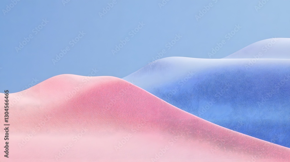 Poster abstract landscape depicting colorful flowing forms with a gradient sky