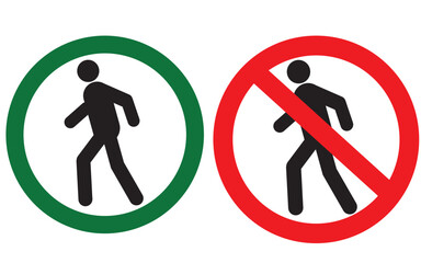 Man walk and don't walk icon set . People symbol. Vector illustration