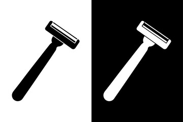 Black and White Razor Silhouette Perfect for Grooming & Barber Designs.