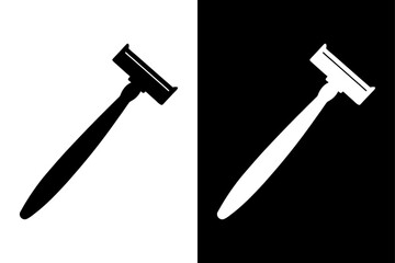 Black and White Razor Silhouette Perfect for Grooming & Barber Designs.