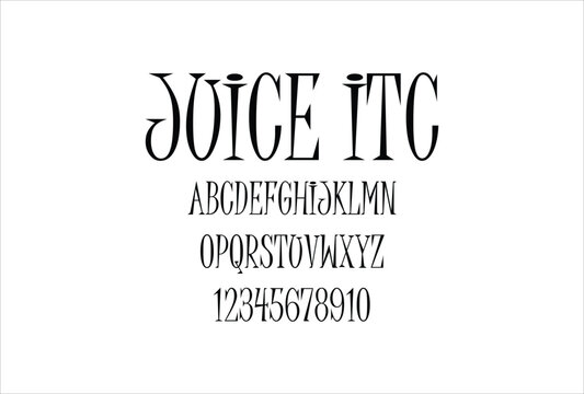 Juice ITC font for logo and headline. Isolated vector typeset