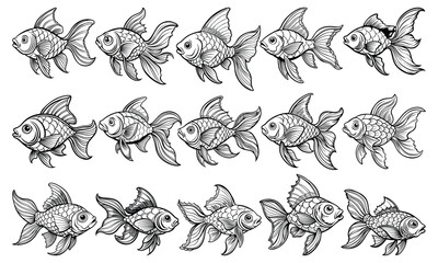 Goldfish Adult Coloring Page, High-Quality Illustration with Detailed Line Art, Perfect for Relaxation and Stress Relief, Great for Printable Art Therapy or Adult Coloring Books.