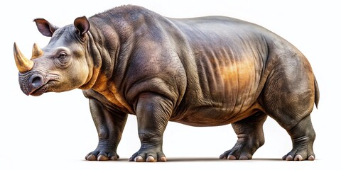 Fototapeta premium Giant Short-Faced Bear Arctotherium, Isolated on White Background - Panoramic Wildlife Stock Photo