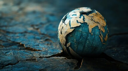 Cracked globe, arid land, drought