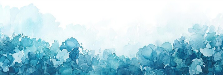 Blue Watercolor Wash, Floral Design, Soft Petals Background, Abstract Painting, Art Print Decoration