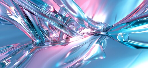 Abstract Shiny Pastel Forms, Swirling, 3D Render