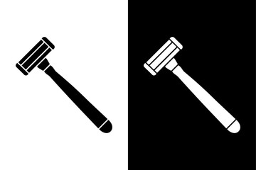 Simple Razor Icon High-Quality Black and White Silhouette Vector.