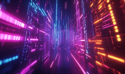 Obraz premium Futuristic digital stock market graph glowing with dynamic neon colors creating a bold and modern financial analytics visual .