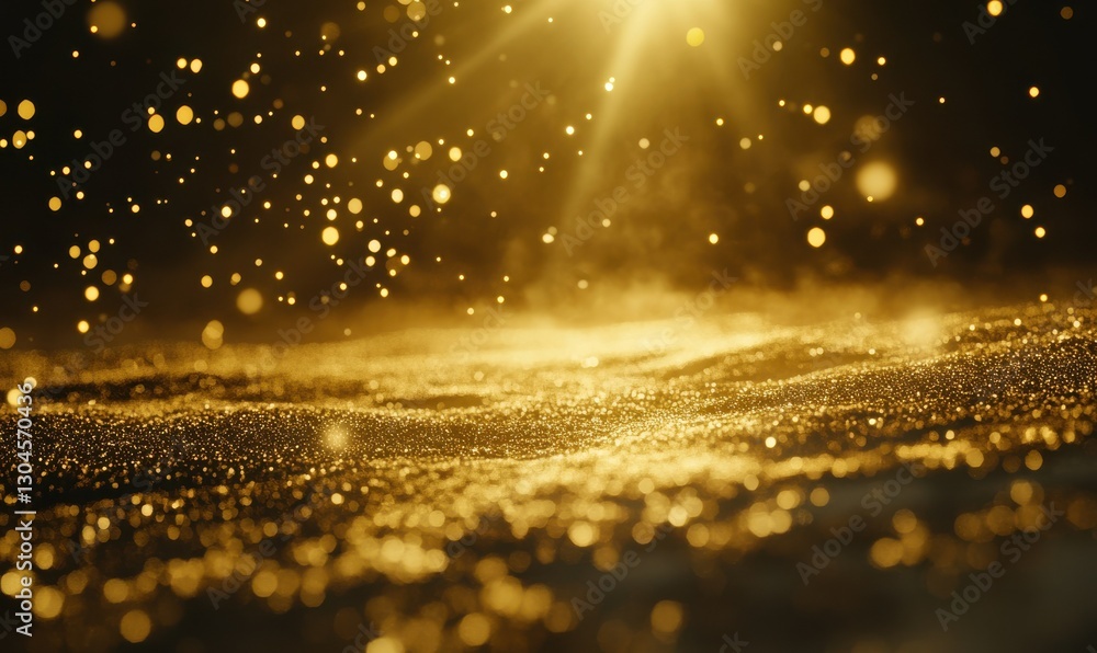 Poster golden bokeh lights scattered across a warm dark background creating a festive and magical atmospher