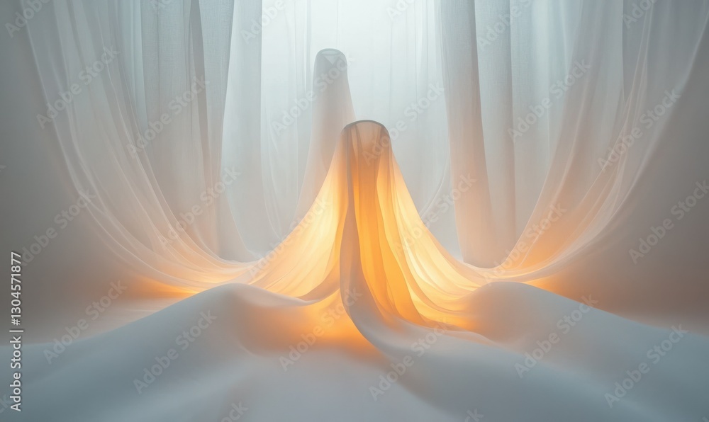 Aufkleber minimalist white fabric texture glowing softly under diffused light, creating a clean and elegant de