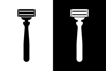 Razor Silhouette Vector Icon Black and White Background.
