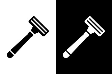 Razor Silhouette Vector Icon Black and White Background.