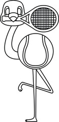 Flamingo Tennis Tennis ball Animal Vector Graphic Art Illustration